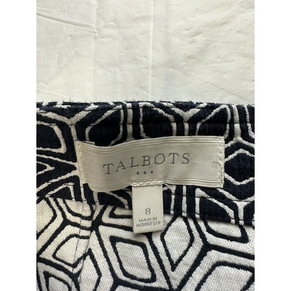 Talbots Womens Skirt Sz 8‎ Navy Blue White Geometric Cotton Pockets - Picture 3 of 7